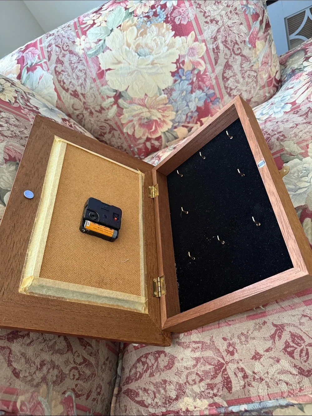 Ornate Gold & Black Tower Clock and Jewelry Box. Wall Art